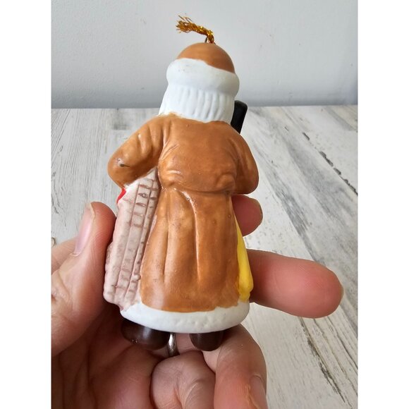 Porcelain Santa ornament sled elf set Xmas tree Santa's - Picture 4 of 13